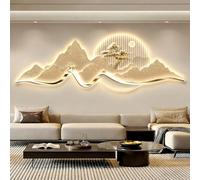 BEBANE Sculpture Murale LED, Art Mural paysager avec éclairage, scène de Montagnes et rivières dorées, Bande LED cachée à lumière Chaude, pour Le Salon, la Chambre(A,90 * 30cm/35.4 * 11.8in)