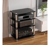 BEBANE Support multimédia - étagère Audio-vidéo et Rack multimédia avec Pointes de découplage Anti-Vibrations de précision, adapté au Salon et au Bureau(Black,4 Layer)