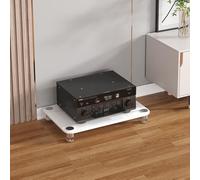 BEBANE Support multimédia - étagère Audio-vidéo et Rack multimédia avec Pointes de découplage Anti-Vibrations de précision, adapté au Salon et au Bureau(White,1 Layer)