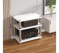 BEBANE Support multimédia - étagère Audio-vidéo et Rack multimédia avec Pointes de découplage Anti-Vibrations de précision, adapté au Salon et au Bureau(White,3 Layer)