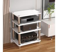 BEBANE Support multimédia - étagère Audio-vidéo et Rack multimédia avec Pointes de découplage Anti-Vibrations de précision, adapté au Salon et au Bureau(White,4 Layer)