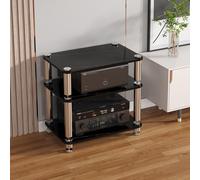 BEBANE Support multimédia - étagère Audio-vidéo et Rack multimédia avec Pointes de découplage Anti-Vibrations de précision, adapté au Salon et au Bureau(Black,3 Layer)