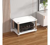 BEBANE Support multimédia - étagère Audio-vidéo et Rack multimédia avec Pointes de découplage Anti-Vibrations de précision, adapté au Salon et au Bureau(White,2 Layer)