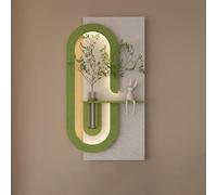 BEBANE Tableau décoratif 3D en grès pour l'entrée, Sculpture Murale Moderne LED, avec Plante Artificielle, Vase en Verre et Statue de Lapin, pour Le Salon, la Chambre(C,80 * 160cm/31.5 * 63in)