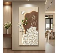 BEBANE Tableau décoratif Mural Artistique en Relief 3D en grès, avec éclairage LED, Alimentation par Prise, accompagné de vases et de Plantes artificielles(A,70 * 140cm/27.5 * 55.1in)