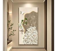 BEBANE Tableau décoratif Mural Artistique en Relief 3D en grès, avec éclairage LED, Alimentation par Prise, accompagné de vases et de Plantes artificielles(C,70 * 140cm/27.5 * 55.1in)