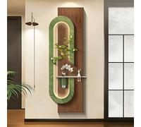 BEBANE Tableau décoratif Mural LED 3D en grès - Sculpture Murale créative de Paysage (avec Vase en Verre et Plante Verte Artificielle), adaptée au Salon, à la Chambre(F,50 * 160cm/19.7 * 63in)