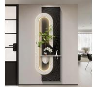 BEBANE Tableau décoratif Mural LED 3D en grès - Sculpture Murale créative de Paysage (avec Vase en Verre et Plante Verte Artificielle), adaptée au Salon, à la Chambre(D,50 * 160cm/19.7 * 63in)