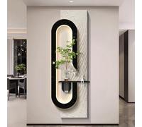 BEBANE Tableau décoratif Mural LED 3D en grès - Sculpture Murale créative de Paysage (avec Vase en Verre et Plante Verte Artificielle), adaptée au Salon, à la Chambre(B,40 * 120cm/15.7 * 47.2in)