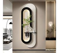 BEBANE Tableau décoratif Mural LED 3D en grès - Sculpture Murale créative de Paysage (avec Vase en Verre et Plante Verte Artificielle), adaptée au Salon, à la Chambre(A,35 * 100cm/11.8 * 39.4in)