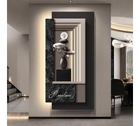 BEBANE Tableau Mural décoratif en Pierre de Sable 3D Moderne avec éclairage LED, décoration Murale élégante à Brancher, adapté au Salon, à la Chambre, à l’entrée(B,70 * 140cm/27.5 * 55.1in)