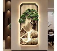 BEBANE Tableaux décoratifs muraux stéréoscopiques 3D, peintures décoratives LED en Relief 3D, Sculptures murales de paysages créatifs, Alimentation Secteur(B,80 * 40cm/31.5 * 15.7in)