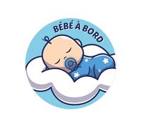 Bébé à Bord Bleu - Ventouse - Diamètre 150 mm - Fabriqué en France - Signalétique Voiture