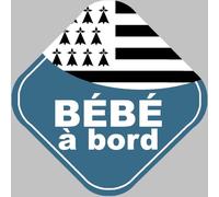 bébé à bord breton (15x15cm) - Autocollant/Sticker