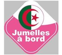 bébé à bord jumelles d'origine Algérienne - 15x15cm - Sticker/autocollant G
