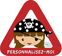 Bebe à bord, Personalissable, autocollant pour la voiture. Autocollants customisables, en vinyle garçon ou fille à bord également pour motos. 15 x 13'7 cm Ref.13. Pirate