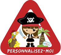 Bebe à bord, Personalissable, autocollant pour la voiture. Autocollants customisables, en vinyle garçon ou fille à bord également pour motos. 15 x 13'7 cm Ref.14. Pirate