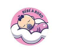 Bébé à Bord Rose - Ventouse - Diamètre 150 mm - Fabriqué en France - Signalétique Voiture