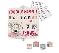 bébé a Bord Voiture-À Personnaliser sois même avec âge et prénom pour Plus d'impact- Lettres prédécoupées à insérer -Tenue Longue durée grâce aux adhésifs sur Les ventouses - Anti UV-15x15 cm