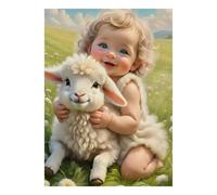 Bébé Agneau Prairie 1000 Pièces Mini Puzzle pour Adolescents Détente | 38x26cm Carton Décor De Bureau Découpe Précise Jeu De Groupe