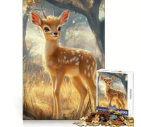 Bébé Antilope dans Une Prairie dorée Puzzle de 1000 pièces pour Adolescents Défi Intelligent Temps de détente agréable Fermeture de qualité (50x75cm)
