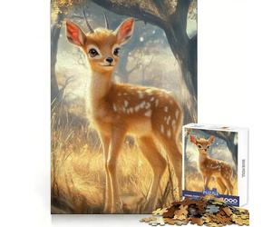 Bébé Antilope dans Une Prairie dorée Puzzle de 1000 pièces pour Adolescents Défi Intelligent Temps de détente agréable Fermeture de qualité (50x75cm)