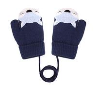 Bébé Bambin Moufles Hiver Chaud à Accrocher au Cou Gants Tricoté Epais Magique Mitaines Tricot Renard Mignon avec Doublure Fourrure Gloves Extérieur Ski Snowboard pour Garçons Filles 1-3 Ans