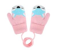 Bébé Bambin Moufles Hiver Chaud Gants Tricoté Epais Magique Mitaines Tricot Renard Mignon avec Doublure Fourrure Gloves Extérieur Ski Snowboard Moufles à Accrocher au Cou pour Garçons Filles 1-3 Ans