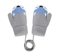 Bébé Bambin Moufles Hiver Chaud Gants Tricoté Epais Magique Mitaines Tricot Renard Mignon avec Doublure Fourrure Gloves Extérieur Ski Snowboard Moufles à Accrocher au Cou pour Garçons Filles 1-3 Ans