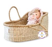 BEBE BASK Couffin en jonc de mer de qualité supérieure - Fabriqué à la main et primé - Porte-poupée avec matelas de luxe