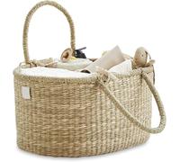 BEBE BASK Panier à Couches Fait à la Main en Jonc de Mer Bio - Luxueux et Mignon pour Bébé Fille et Garçon - Panier de Chambre