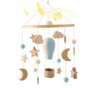 Bébé berceau mobile, bébé berceau mobile pour garçons filles, jouets en bois suspendus avec une clore de ballon à air chaud rotatif étoiles de la lune lune décor apaisant décor
