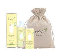 Bébé bio Coffret Cadeau Naissance Bio, Soins Bébé 100% naturel avec 3 produits - Poudre 2 en 1, Huile de Soins bio et végétale, Format Voyage, Peaux Délicates et sensibles