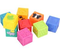 Bébé bloque l'apprentissage précoce du bloc d'empilement en silicone souple avec des animaux à empreinte de pied, marqué pour 6 mois et plus
