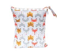 Bebe Bolsa de Pañales, Treer 2 Pcs Reutilizable Impermeable Lavable Bolsa con Cremallera para Mamá/Bebé, Transpirable Wetbag Portátil Colgar Organizador de Viaje (28x36cm,Renard Brun)