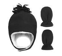 Bébé Bonnet Chapka avec Moufle Chapeau tricoté hiver pour fille garçon Noël Bonnet Tricot en Laine Chaud pour Enfants Chapeau Hiver Bonnet Doublure en Peluche pour Ski Promenade Cadeau Noël