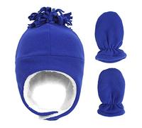 Bébé Bonnet Chapka avec Moufle Chapeau tricoté hiver pour fille garçon Noël Bonnet Tricot en Laine Chaud pour Enfants Chapeau Hiver Bonnet Doublure en Peluche pour Ski Promenade Cadeau Noël