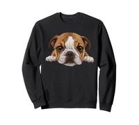 Bébé Bouledogue Anglais Chiot Gros Plan Visage Chien Portrait Sweatshirt