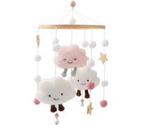 Bébé Carillons Éoliens, Carillon éolien Mobile pour Bébé avec Boules en Feutre, Mobile lit Bébé, avec étoiles, lunes et Nuages au Crochet Décorations suspendues, Decoration Chambre bebe