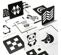 Bébé Cartes Flash Noir et Blanc, Jouets pour Le Développement du Cerveau du Nouveau-né, Cartes D'activités d'apprentissage par Stimulation Visuelle pour 0-36 Mois, 20 PCs 40 Pages-14 X 14 CM