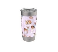 Bébé cerf de la forêt vintage, oiseau avec nœud rose et nœud bleu Gobelet isotherme en acier inoxydable double paroi