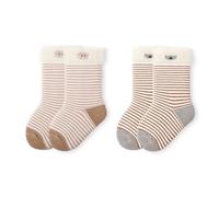 Bébé Chaussettes d'hiver Épaissie Chaudes Chaussettes Mignon Dessin Animé Rayées 1-3 Ans Enfants Garçons Filles Coton Chaussettes mi-mollet, Rayures Marron Rose M