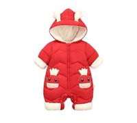 Bébé Combinaison De Neige à Capuche Hiver Barboteuse Ensemble de vêtements 0-18 Mois - Rouge 12-18 mois