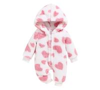 Bébé Combinaison De Neige à Capuche Hiver Zippée avec Oreilles d'ours Pyjama Rompers Salopette One-Piece à Volants Floral Imprimer Bowknot Body Bébé Grenouillères avec Bonnet