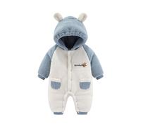 Bébé Combinaison De Neige à Capuche Hiver Zippée avec Oreilles d'ours Pyjama Rompers Salopette One-Piece à Volants Floral Imprimer Bowknot Barboteuse à Capuche en Forme d'animal