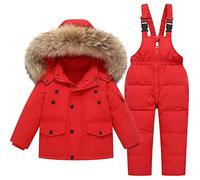 Bébé Combinaison de Ski - Doudoune à Capuche + Pantalon de Ski, Enfant 2 Pièces Ensemble de Combinaison de Neige Hiver Manteau de Duvet Pantalon de neige, 18-24 Mois