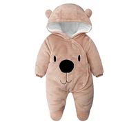 Bébé Combinaisons Flanelle Barboteuses Manches Longues Tenues d'hiver Manteau à Capuche, 9-12 Mois