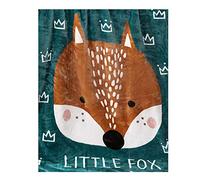 Bébé Couverture Lit Préscolaire Lit Sieste Serviette 100x140cm Animal Modèle Couverture pour Bébé Enfant de Qualité en Polaire, Couverture en flanelle pour bébé (Vert Renard)