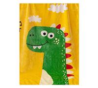 Bébé Couverture Lit Préscolaire Lit Sieste Serviette 100x140cm Animal Modèle Couverture pour Bébé Enfant de Qualité en Polaire, Couverture en flanelle pour bébé (Jaune Dinosaure)