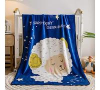 Bébé Couverture Lit Préscolaire Lit Sieste Serviette, Animal Modèle Couverture pour Bébé Enfant de Qualité en Polaire, Couverture en Flanelle pour Bébé 100x140cm (Bleu Mouton)